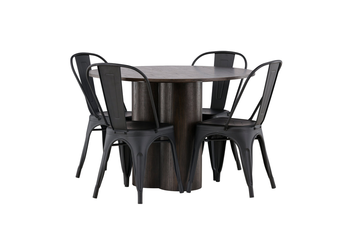 Olivia Matbord med Tempe Stolarna – Bord: ⌀110 Stol: 53x85x45