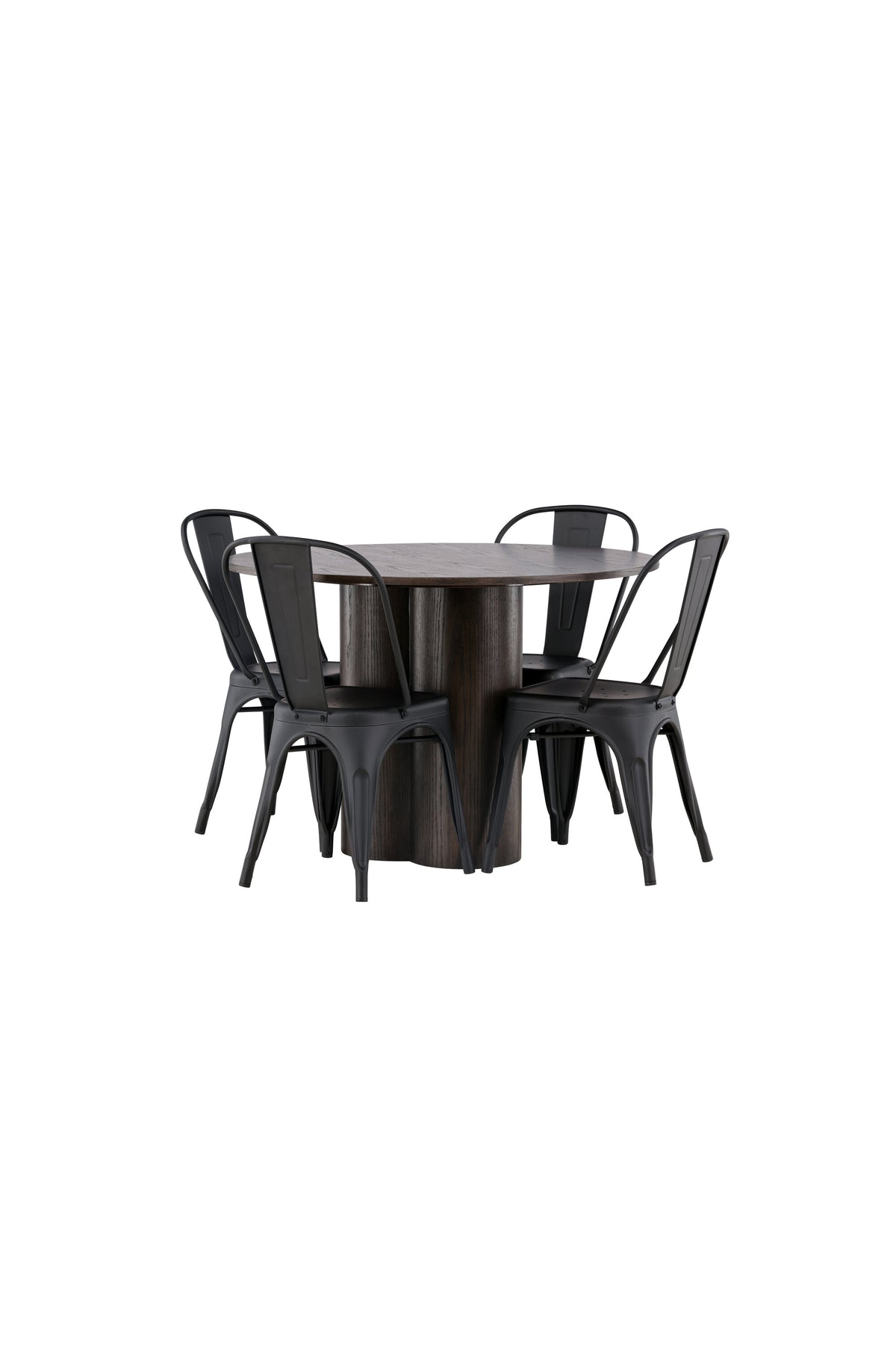 Olivia Matbord med Tempe Stolarna – Bord: ⌀110 Stol: 53x85x45