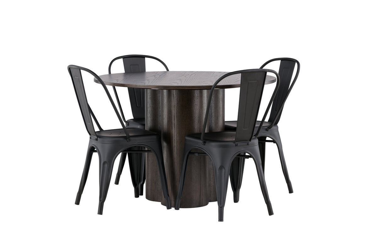 Olivia Matbord med Tempe Stolarna – Bord: ⌀110 Stol: 53x85x45