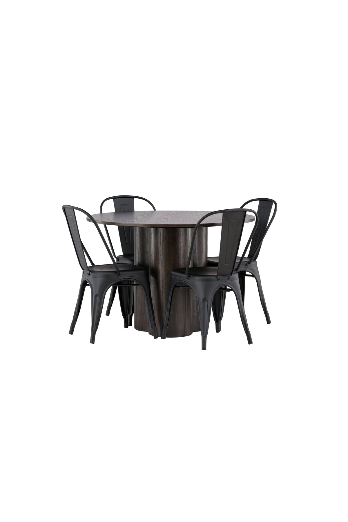Olivia Matbord med Tempe Stolarna – Bord: ⌀110 Stol: 53x85x45