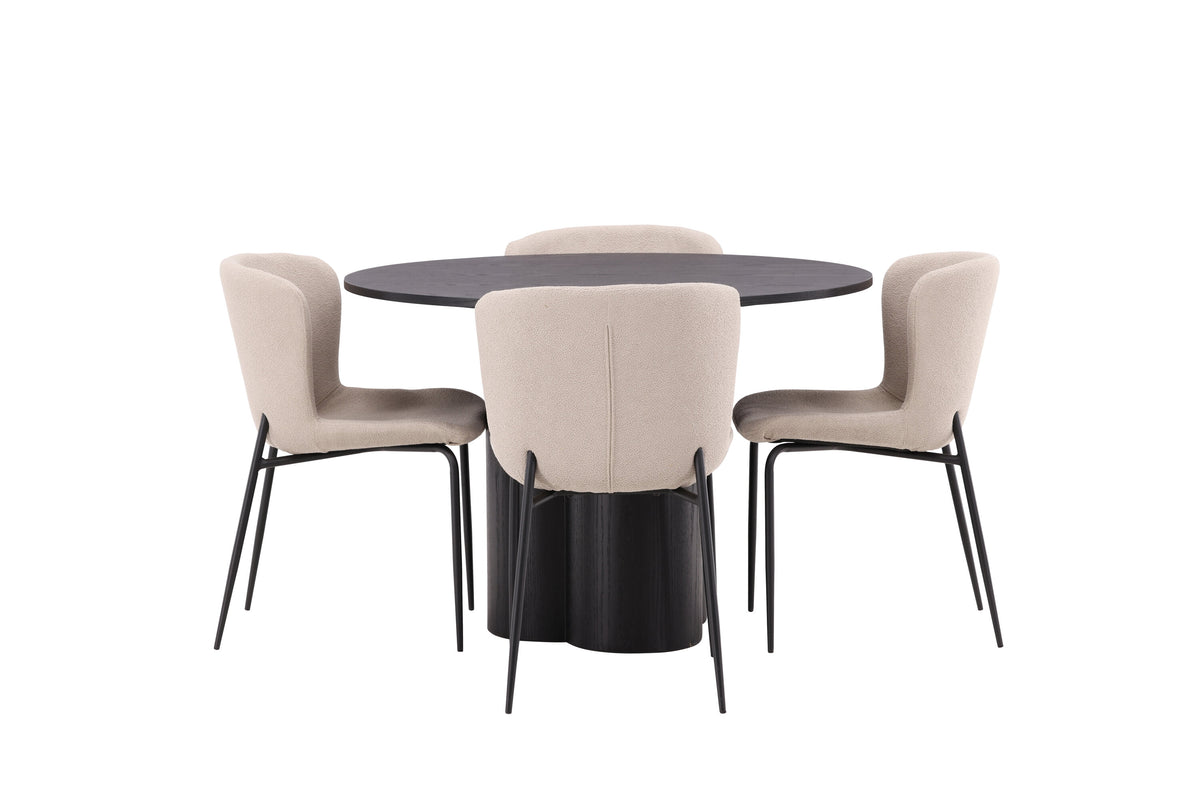 Olivia Matbord med Modesto Stolarna – Bord: ⌀110 Stol: 54x79,5x48