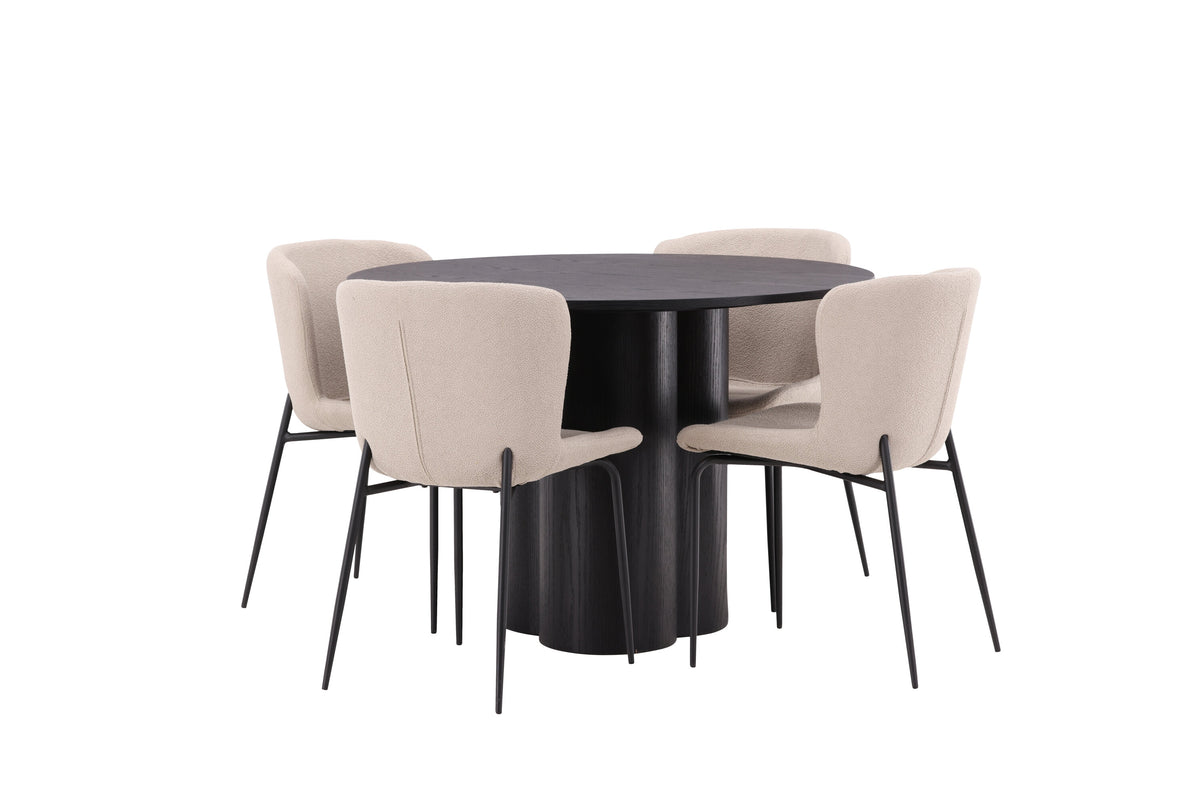 Olivia Matbord med Modesto Stolarna – Bord: ⌀110 Stol: 54x79,5x48