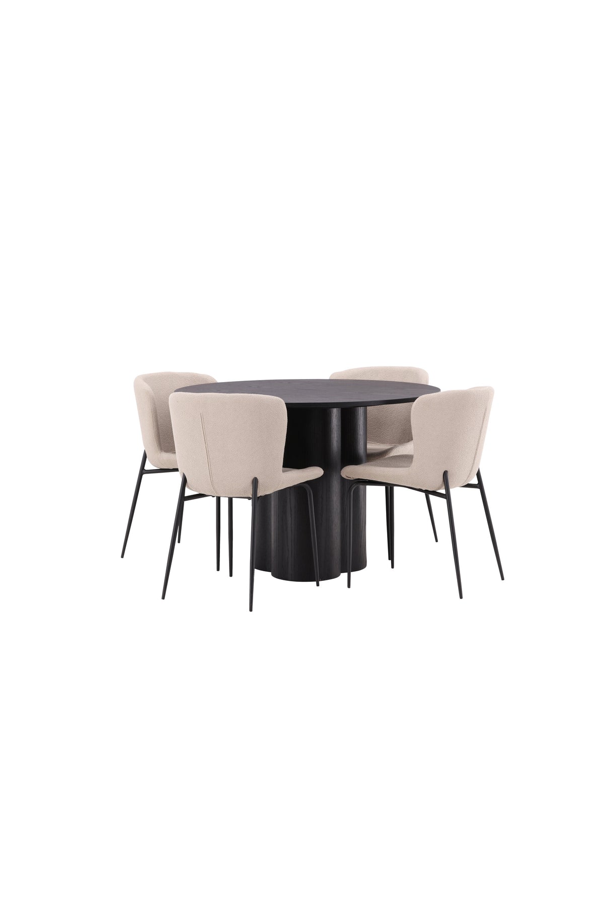 Olivia Matbord med Modesto Stolarna – Bord: ⌀110 Stol: 54x79,5x48
