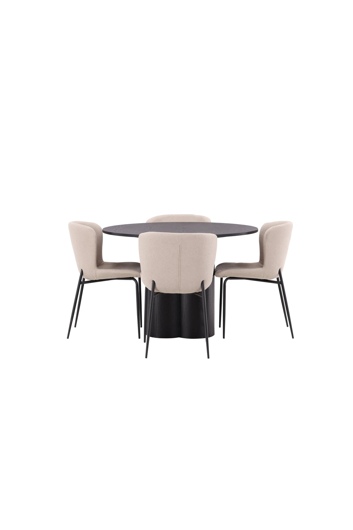 Olivia Matbord med Modesto Stolarna – Bord: ⌀110 Stol: 54x79,5x48