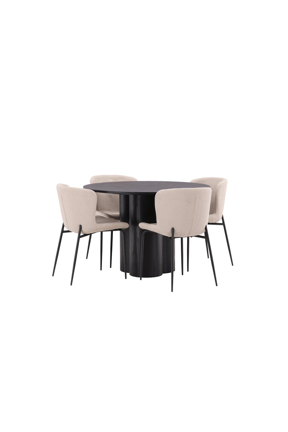 Olivia Matbord med Modesto Stolarna – Bord: ⌀110 Stol: 54x79,5x48