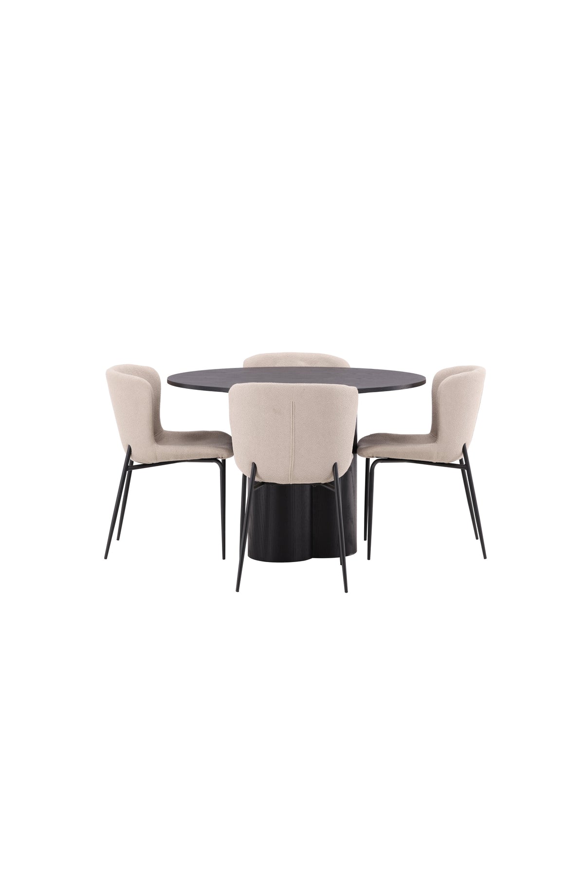 Olivia Matbord med Modesto Stolarna – Bord: ⌀110 Stol: 54x79,5x48