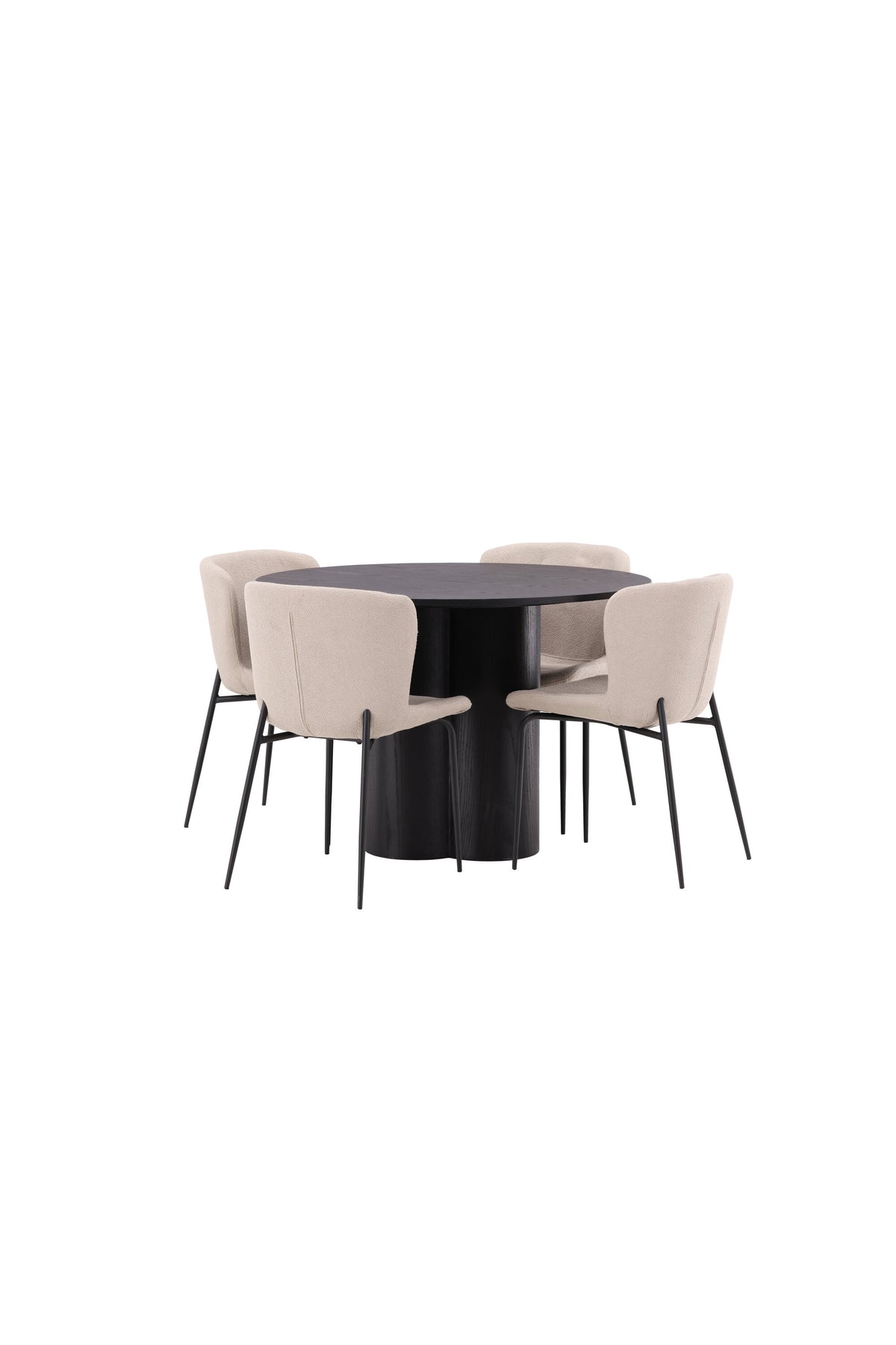 Olivia Matbord med Modesto Stolarna – Bord: ⌀110 Stol: 54x79,5x48