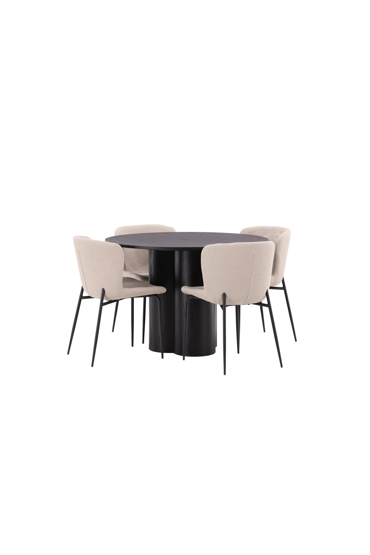 Olivia Matbord med Modesto Stolarna – Bord: ⌀110 Stol: 54x79,5x48