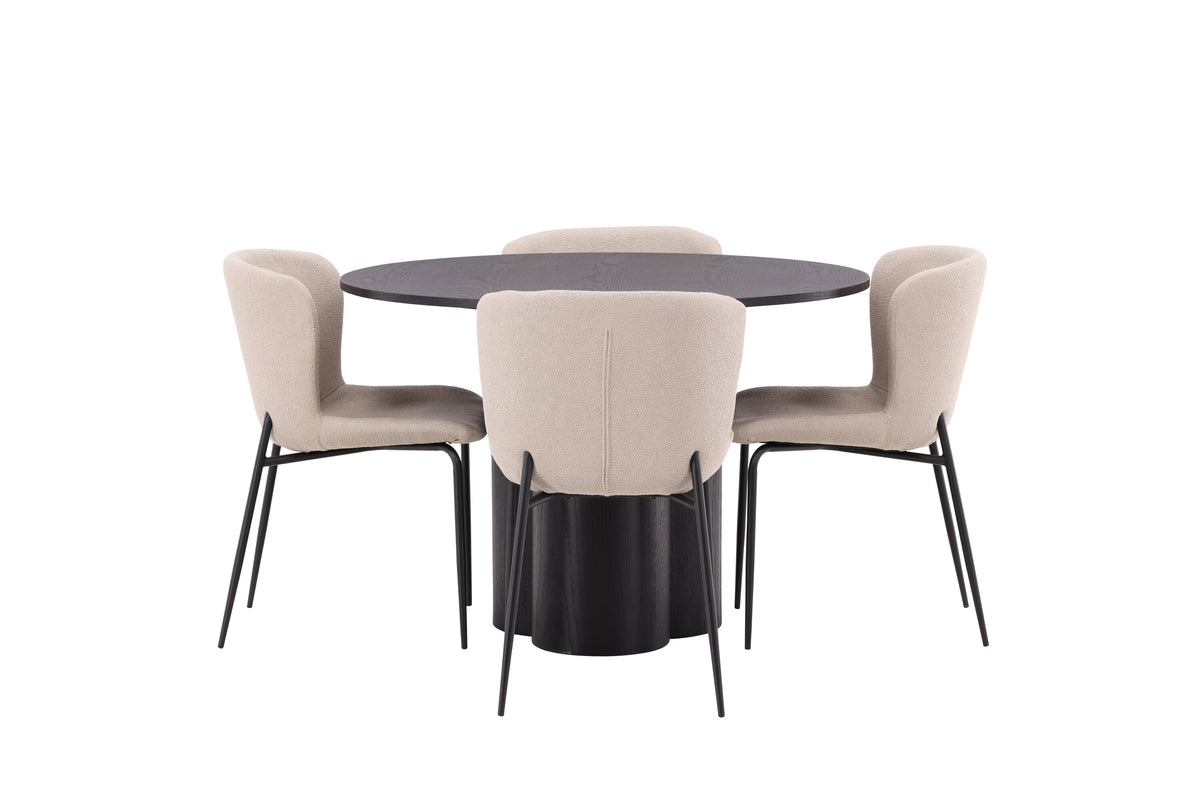 Olivia Matbord med Modesto Stolarna – Bord: ⌀110 Stol: 54x79,5x48