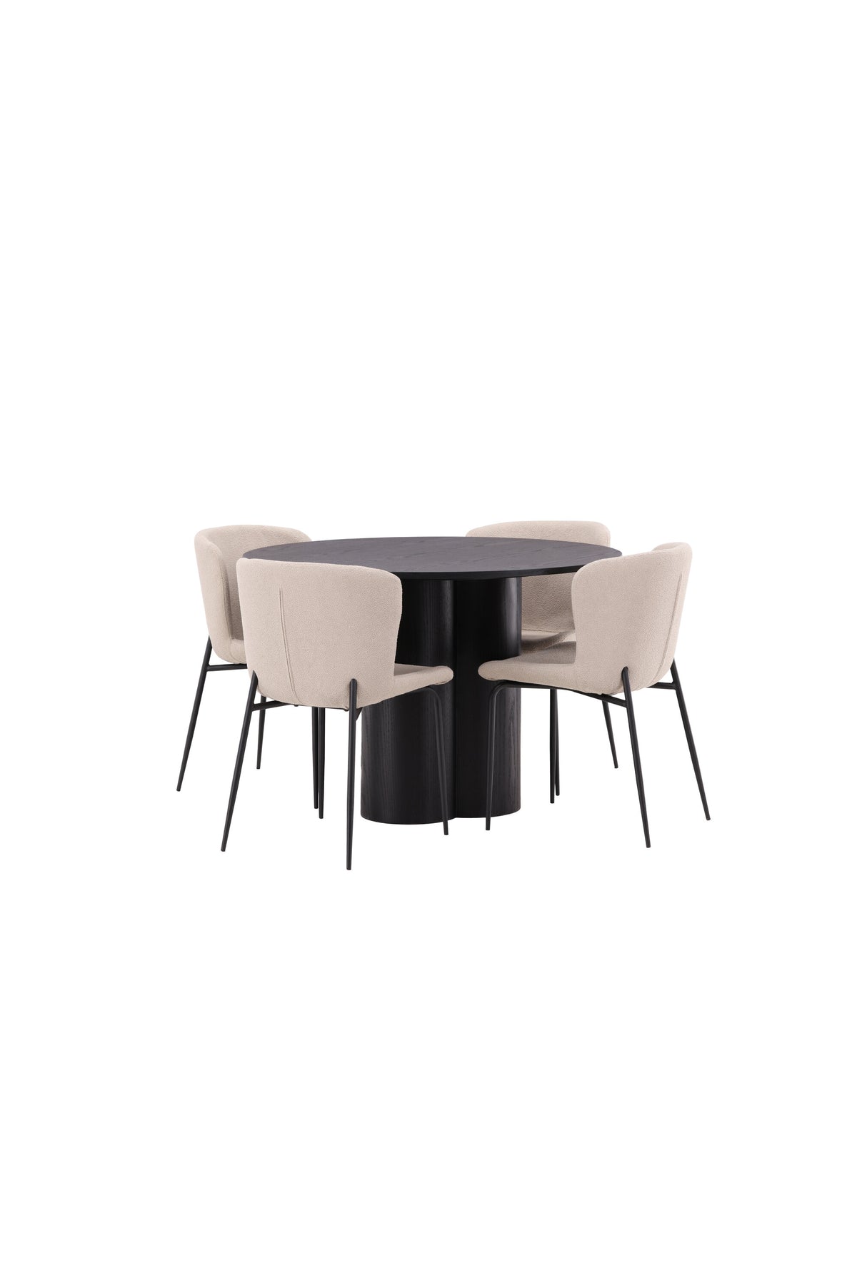 Olivia Matbord med Modesto Stolarna – Bord: ⌀110 Stol: 54x79,5x48
