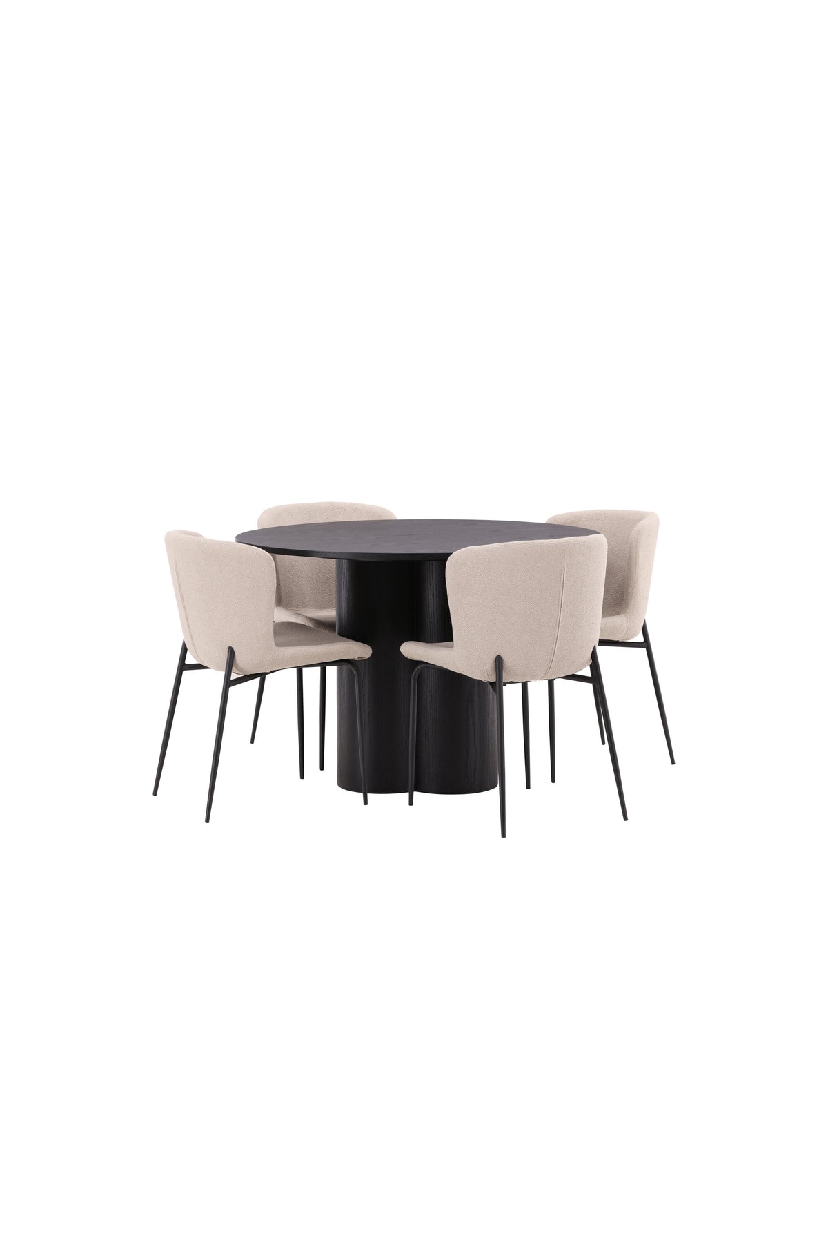 Olivia Matbord med Modesto Stolarna – Bord: ⌀110 Stol: 54x79,5x48