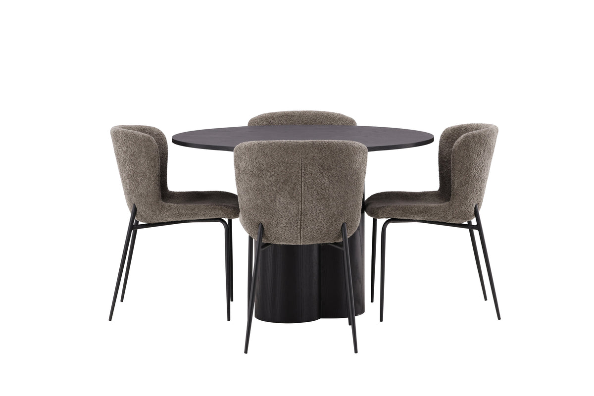Olivia Matbord med Modesto Stolarna – Bord: ⌀110 Stol: 54x79,5x48