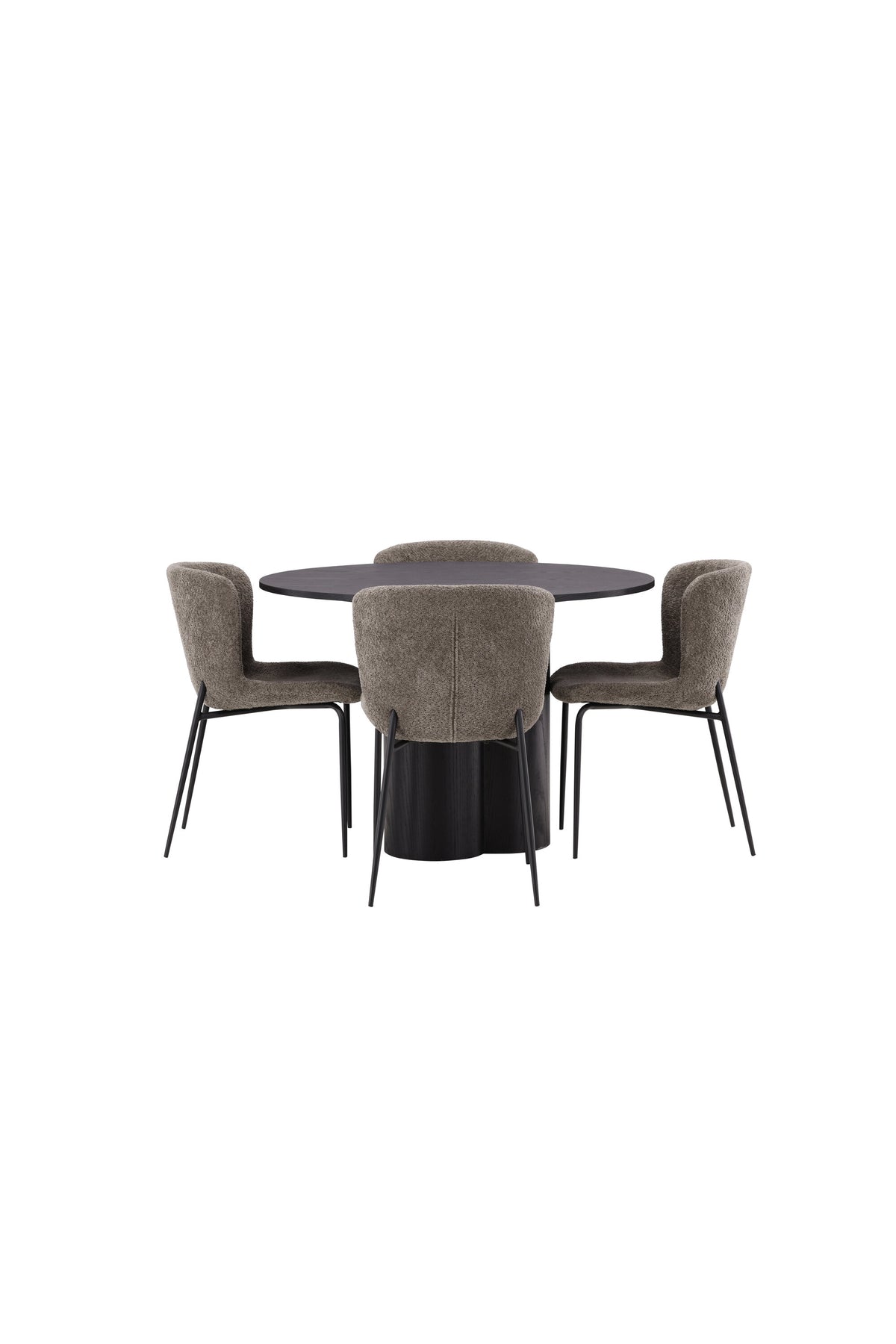 Olivia Matbord med Modesto Stolarna – Bord: ⌀110 Stol: 54x79,5x48