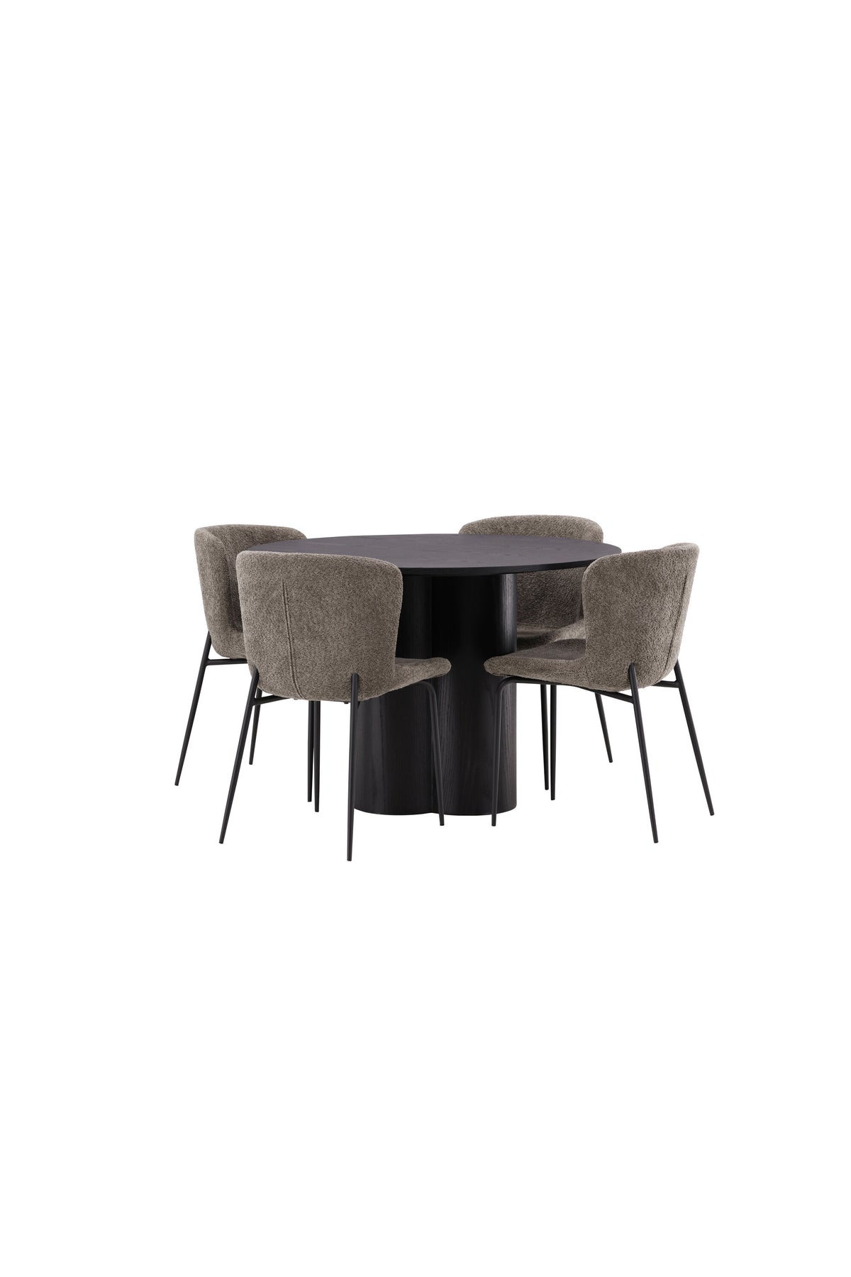 Olivia Matbord med Modesto Stolarna – Bord: ⌀110 Stol: 54x79,5x48