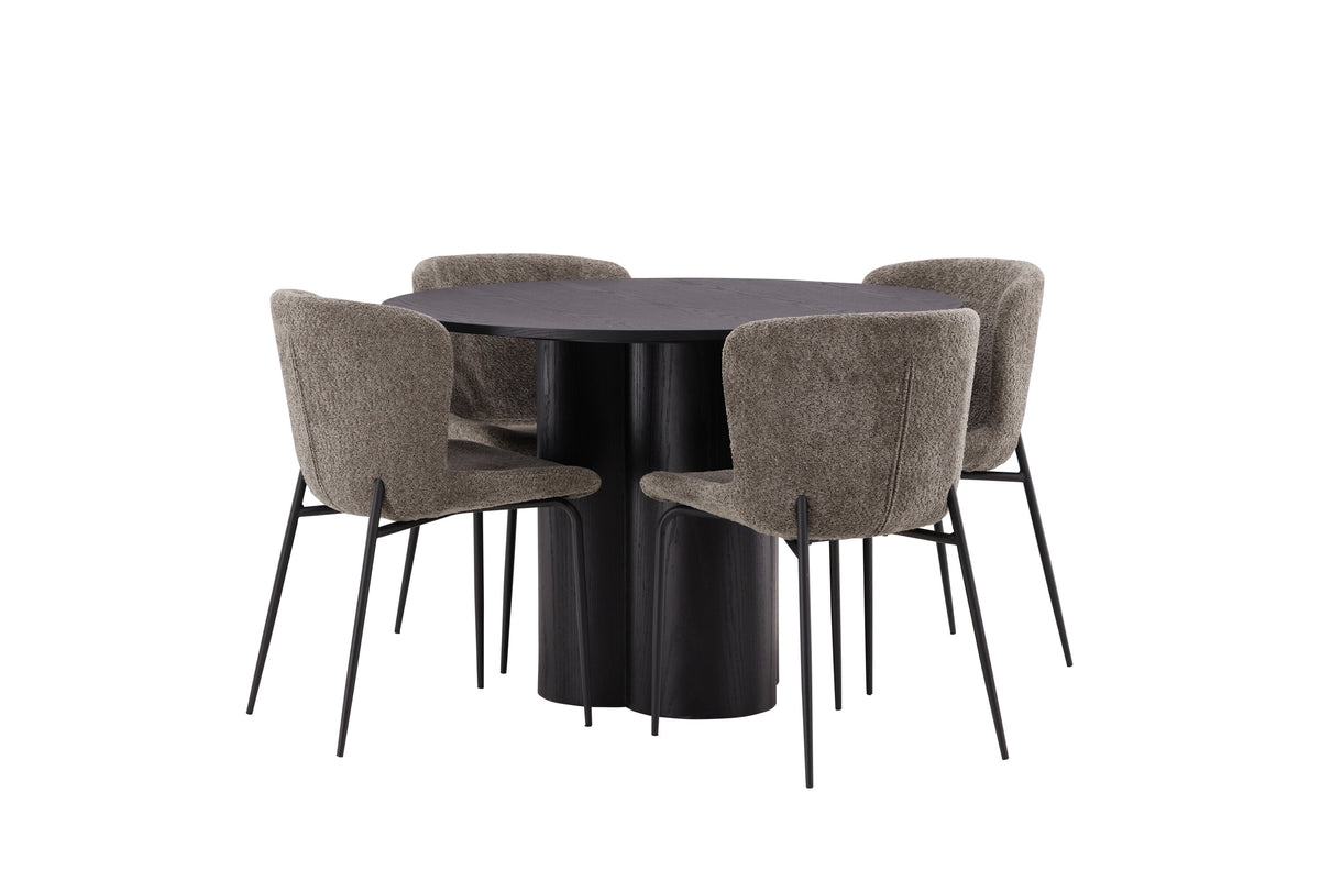 Olivia Matbord med Modesto Stolarna – Bord: ⌀110 Stol: 54x79,5x48