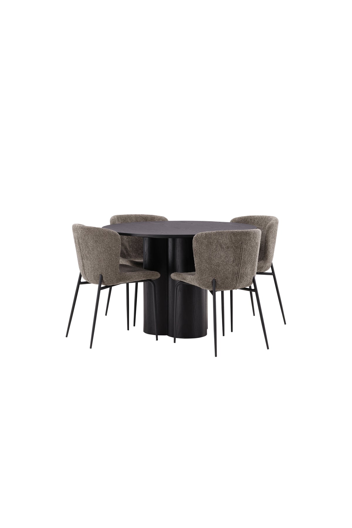 Olivia Matbord med Modesto Stolarna – Bord: ⌀110 Stol: 54x79,5x48