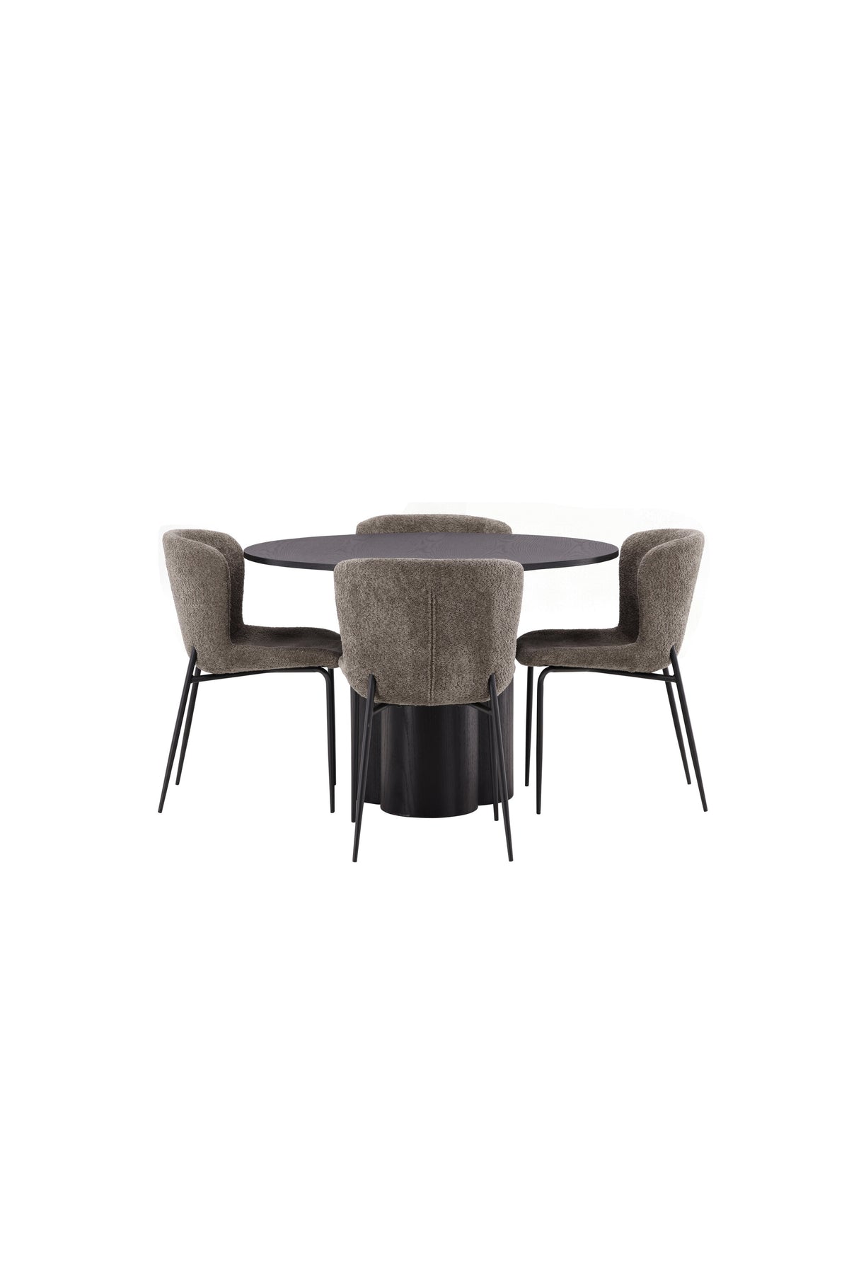 Olivia Matbord med Modesto Stolarna – Bord: ⌀110 Stol: 54x79,5x48