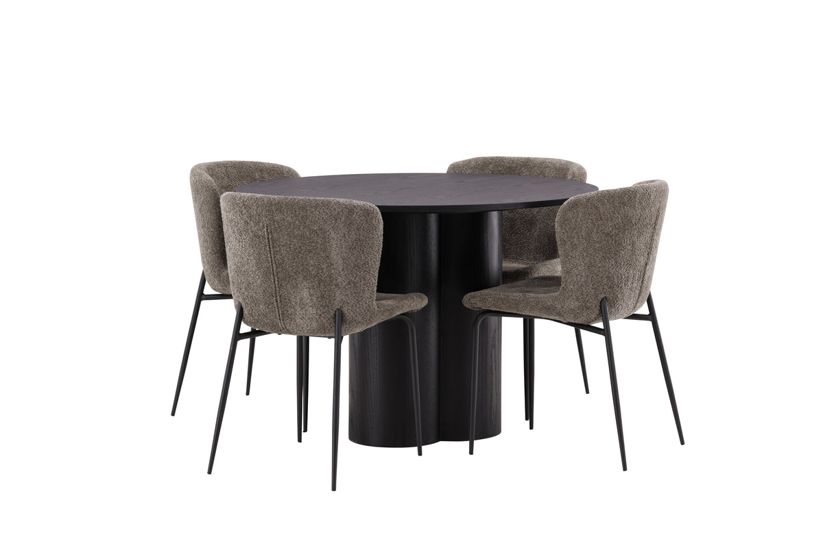 Olivia Matbord med Modesto Stolarna – Bord: ⌀110 Stol: 54x79,5x48