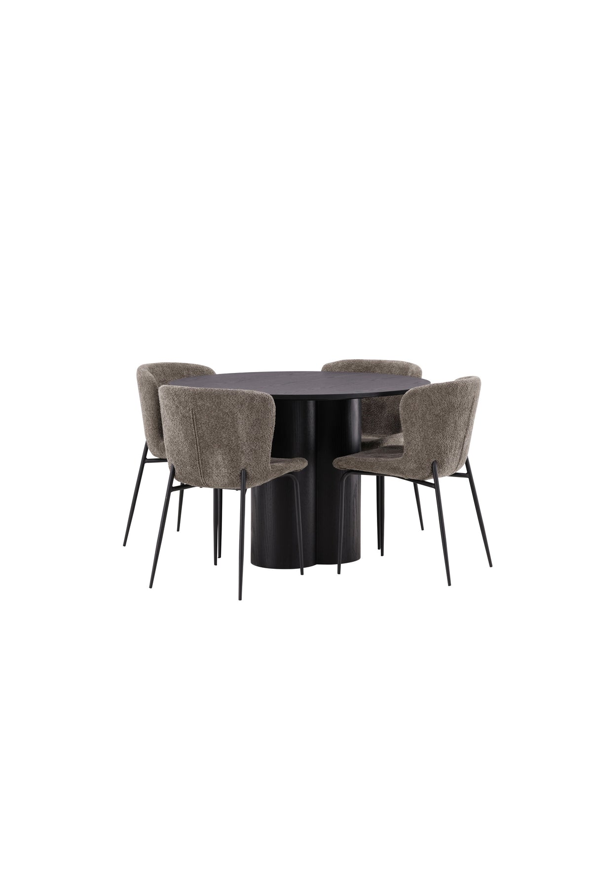 Olivia Matbord med Modesto Stolarna – Bord: ⌀110 Stol: 54x79,5x48
