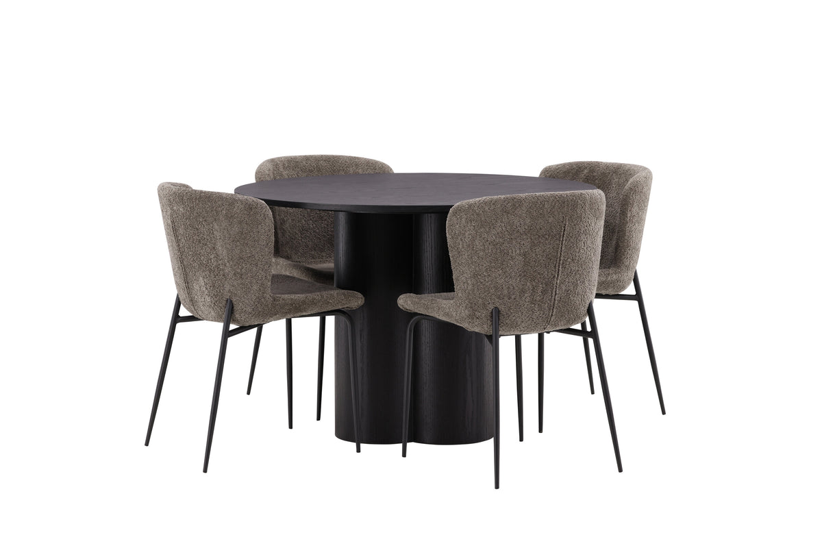 Olivia Matbord med Modesto Stolarna – Bord: ⌀110 Stol: 54x79,5x48