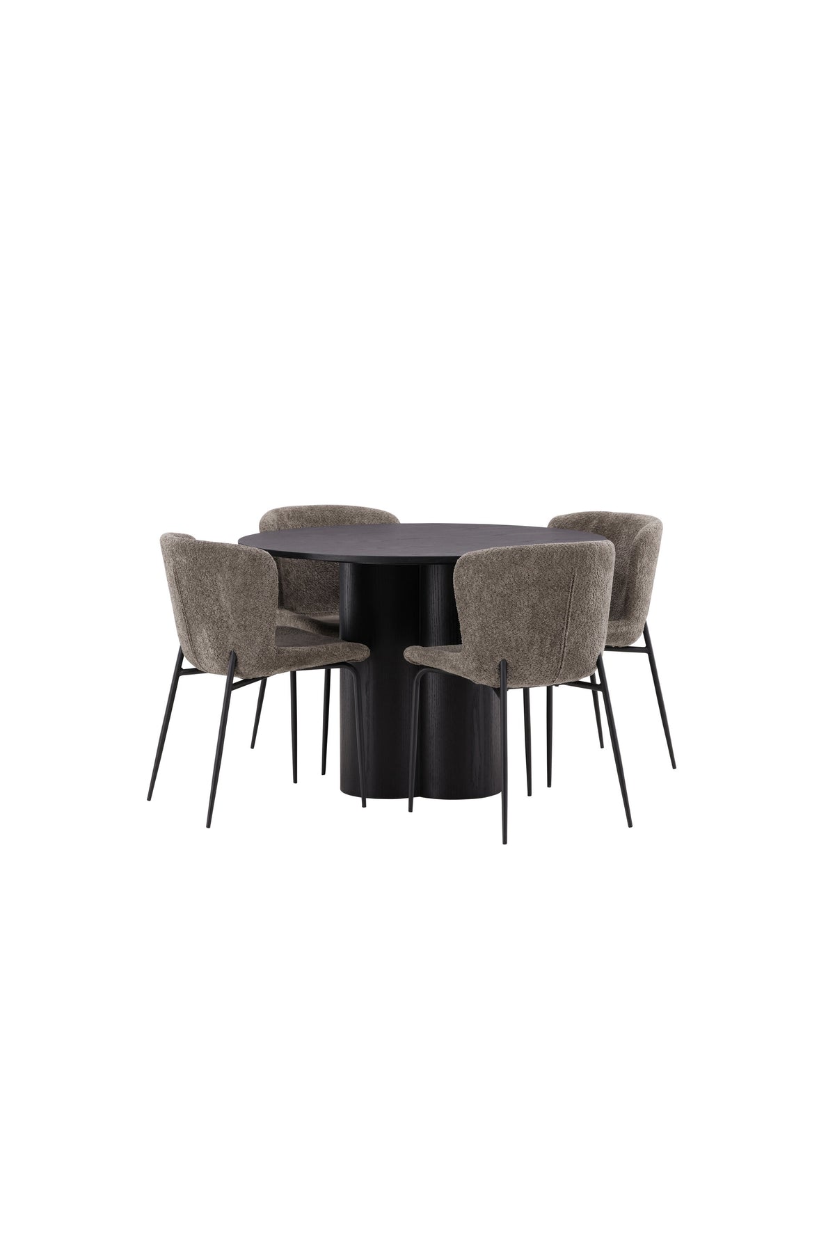 Olivia Matbord med Modesto Stolarna – Bord: ⌀110 Stol: 54x79,5x48