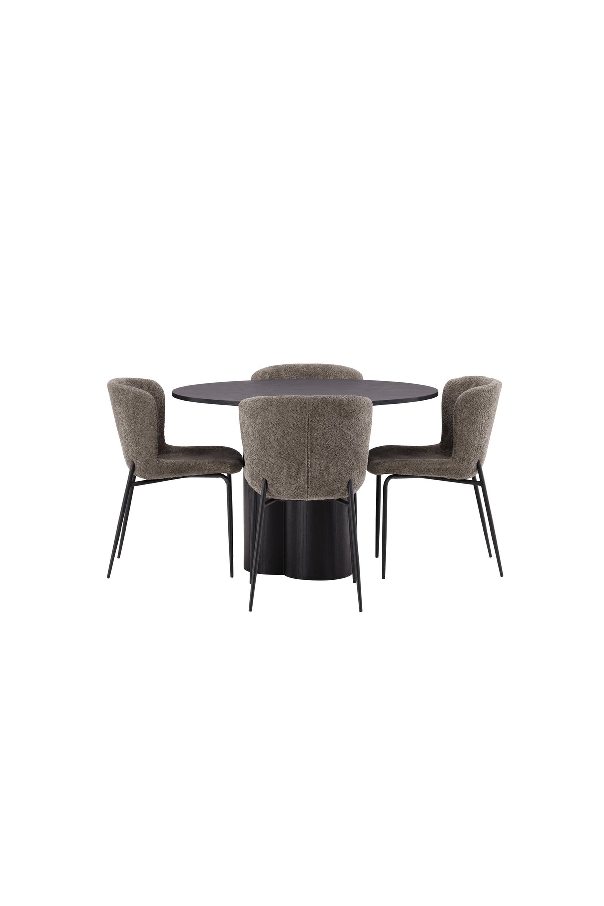 Olivia Matbord med Modesto Stolarna – Bord: ⌀110 Stol: 54x79,5x48
