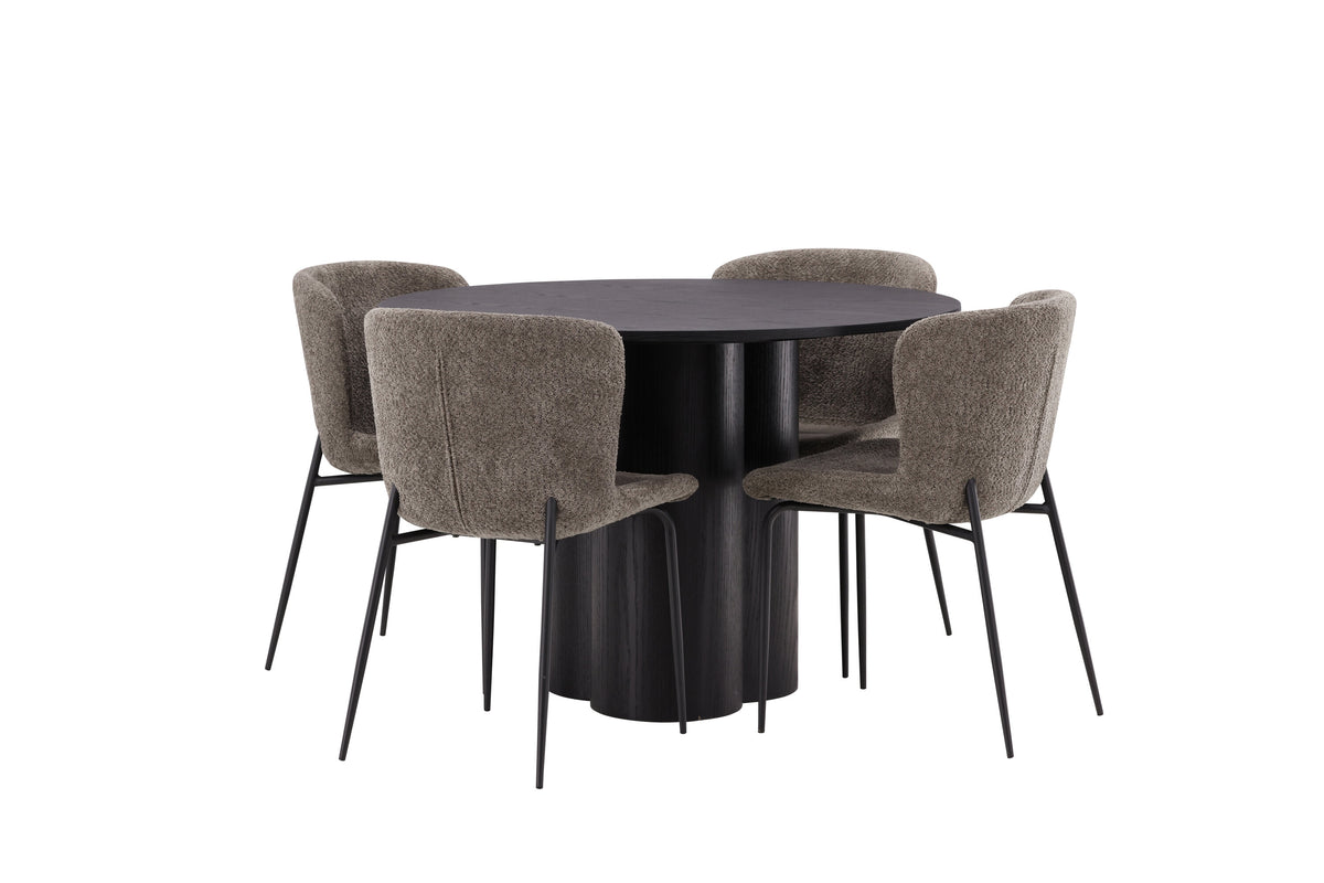 Olivia Matbord med Modesto Stolarna – Bord: ⌀110 Stol: 54x79,5x48