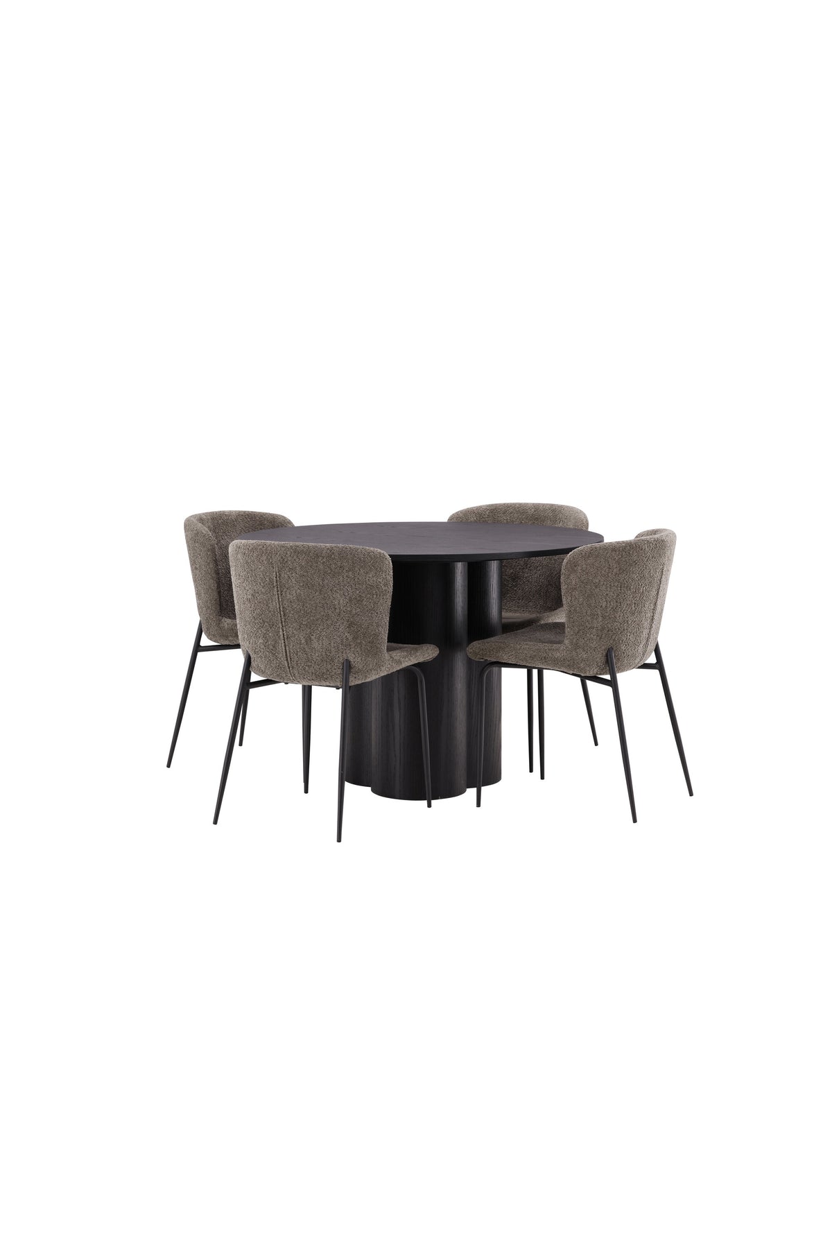 Olivia Matbord med Modesto Stolarna – Bord: ⌀110 Stol: 54x79,5x48