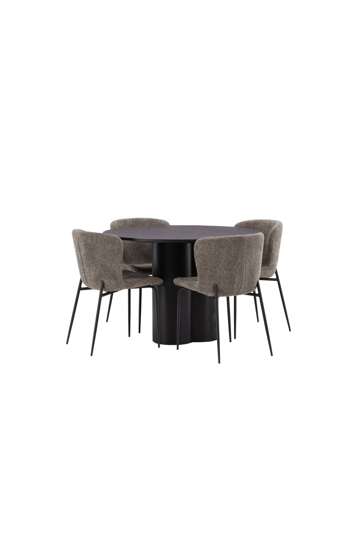 Olivia Matbord med Modesto Stolarna – Bord: ⌀110 Stol: 54x79,5x48