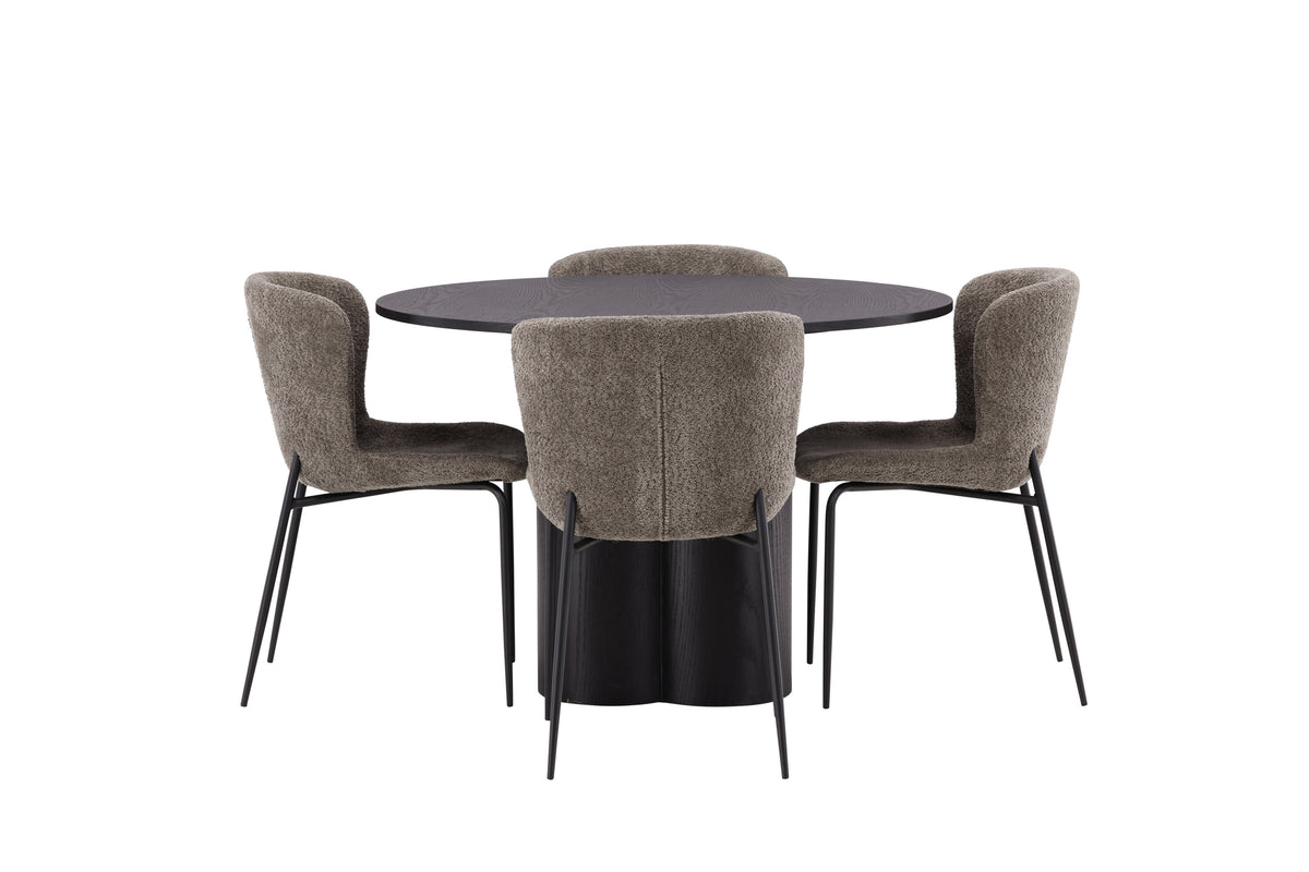 Olivia Matbord med Modesto Stolarna – Bord: ⌀110 Stol: 54x79,5x48