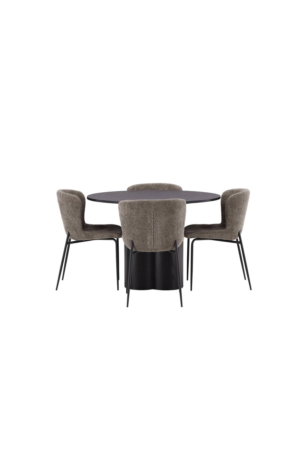 Olivia Matbord med Modesto Stolarna – Bord: ⌀110 Stol: 54x79,5x48