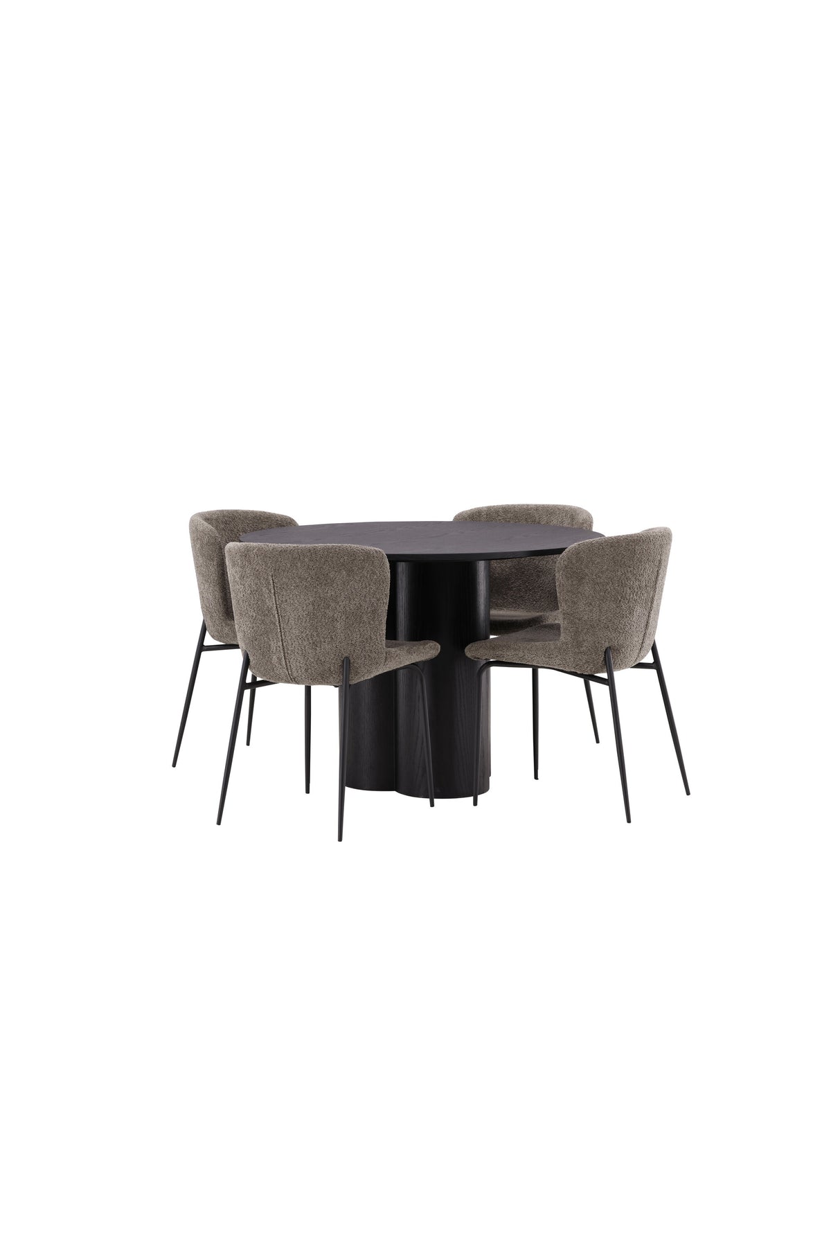 Olivia Matbord med Modesto Stolarna – Bord: ⌀110 Stol: 54x79,5x48