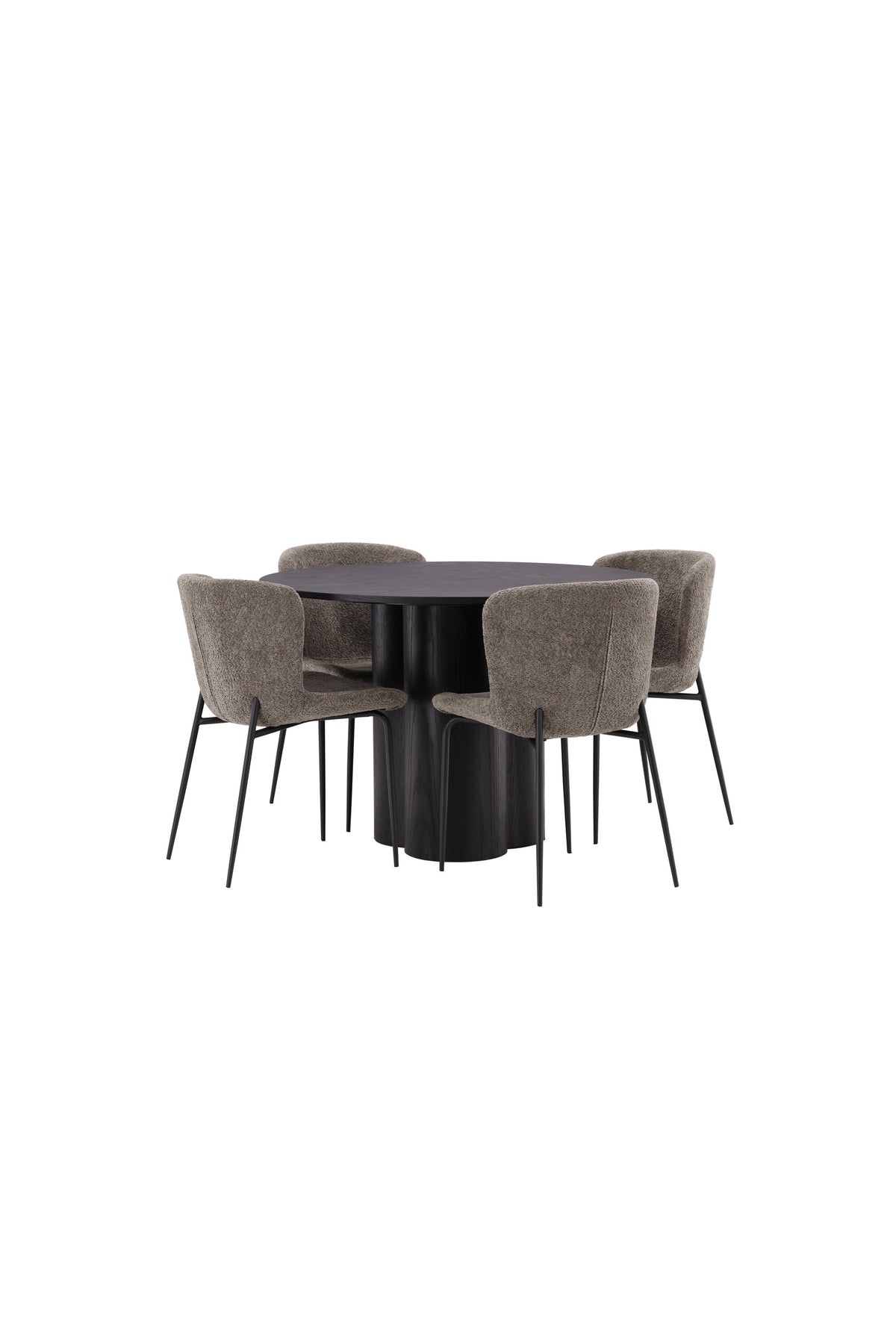 Olivia Matbord med Modesto Stolarna – Bord: ⌀110 Stol: 54x79,5x48