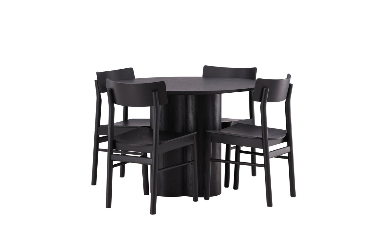 Olivia Matbord med Montros Stolarna – Bord: ⌀110 Stol: 48x82x45,5