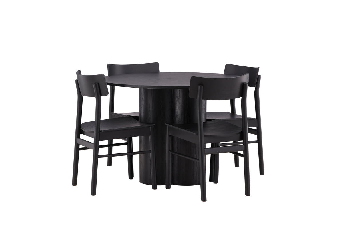 Olivia Matbord med Montros Stolarna – Bord: ⌀110 Stol: 48x82x45,5