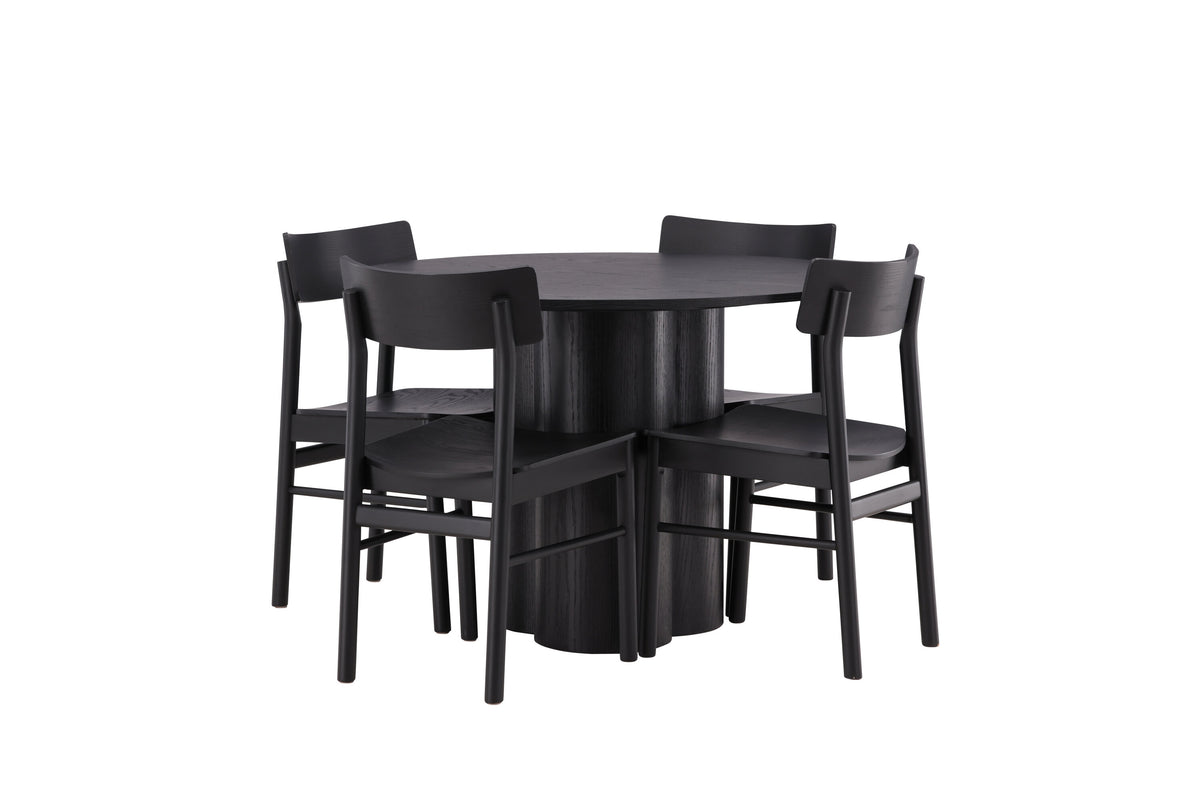 Olivia Matbord med Montros Stolarna – Bord: ⌀110 Stol: 48x82x45,5