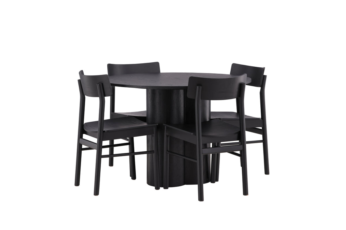Olivia Matbord med Montros Stolarna – Bord: ⌀110 Stol: 48x82x45,5