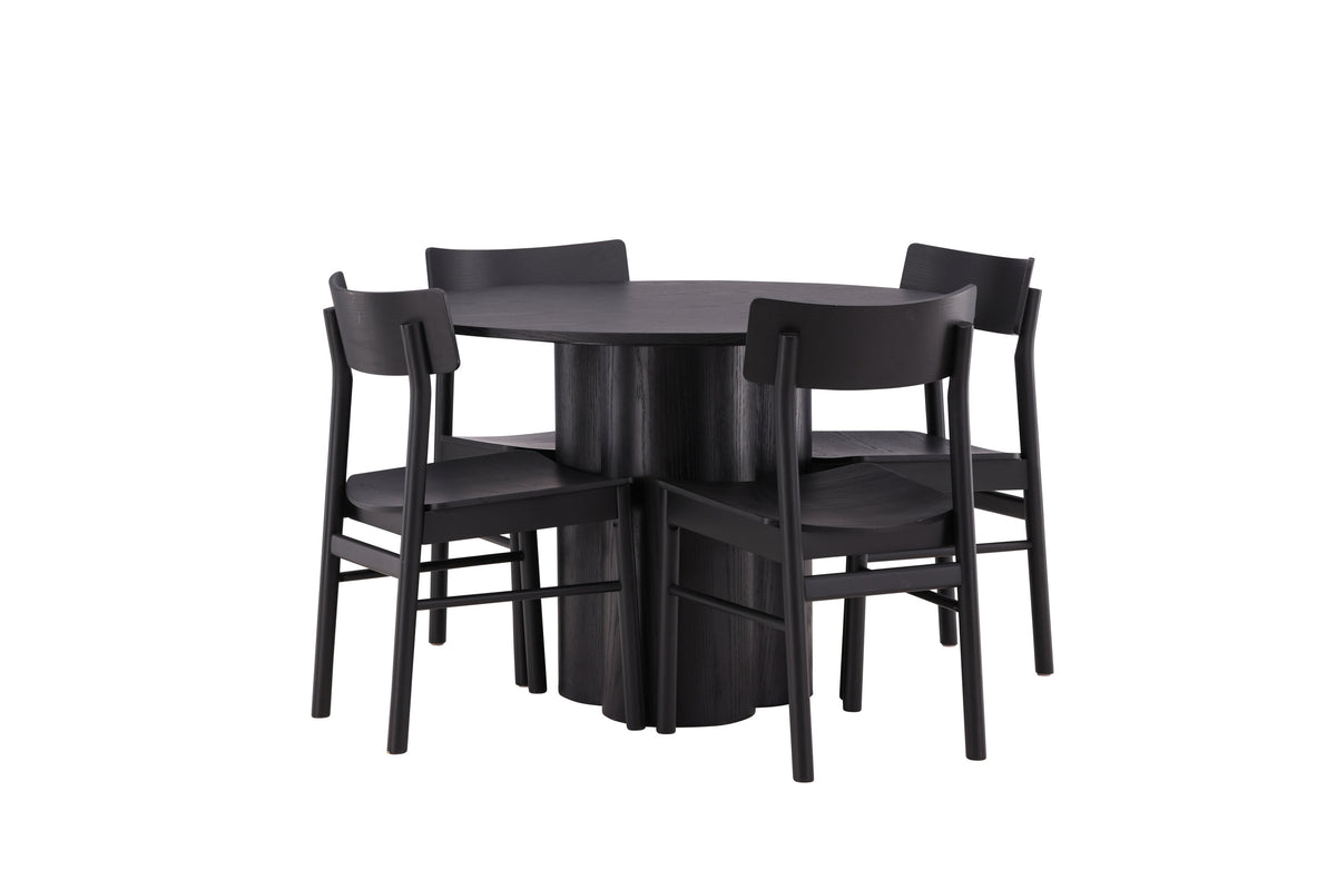 Olivia Matbord med Montros Stolarna – Bord: ⌀110 Stol: 48x82x45,5