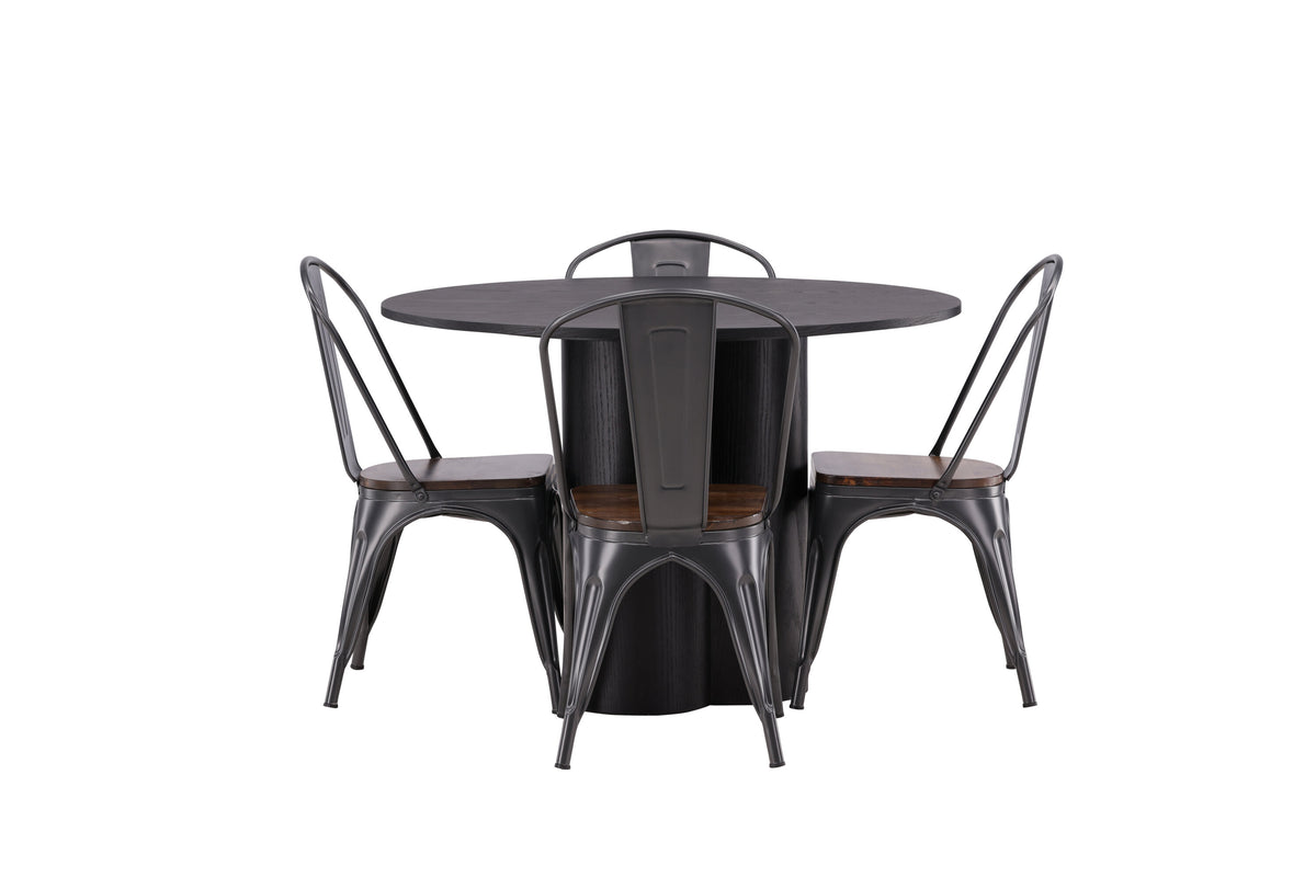 Olivia Matbord med Tempe Stolarna – Bord: ⌀110 Stol: 51x85x36