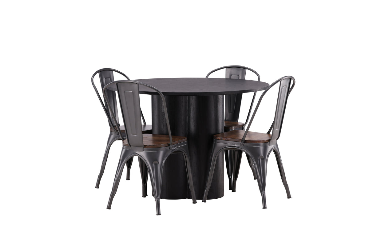 Olivia Matbord med Tempe Stolarna – Bord: ⌀110 Stol: 51x85x36