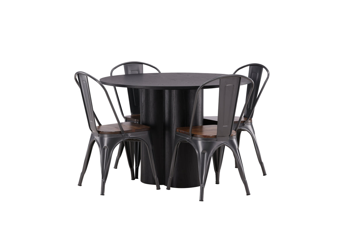 Olivia Matbord med Tempe Stolarna – Bord: ⌀110 Stol: 51x85x36