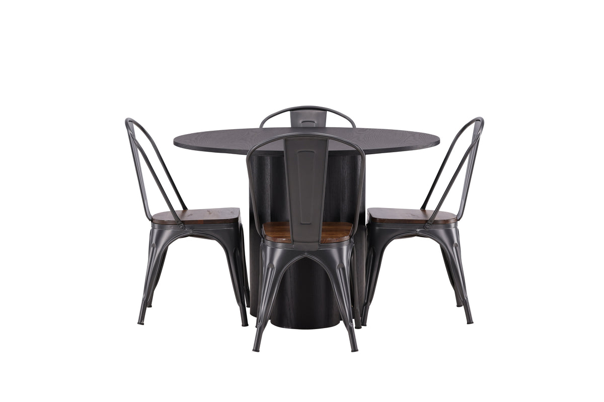 Olivia Matbord med Tempe Stolarna – Bord: ⌀110 Stol: 51x85x36