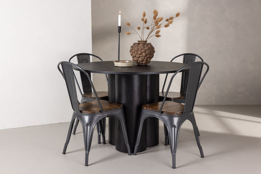 Olivia Matbord med Tempe Stolarna – Bord: ⌀110 Stol: 51x85x36