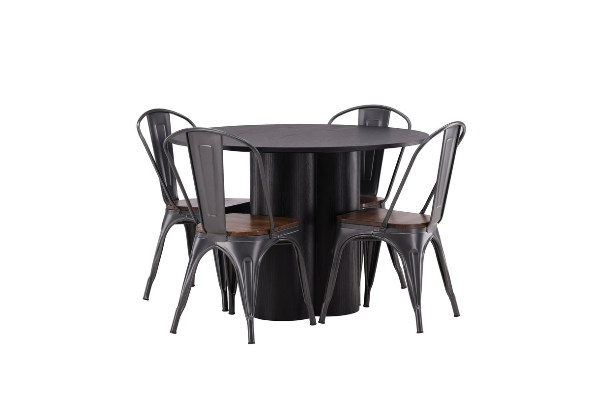 Olivia Matbord med Tempe Stolarna – Bord: ⌀110 Stol: 51x85x36