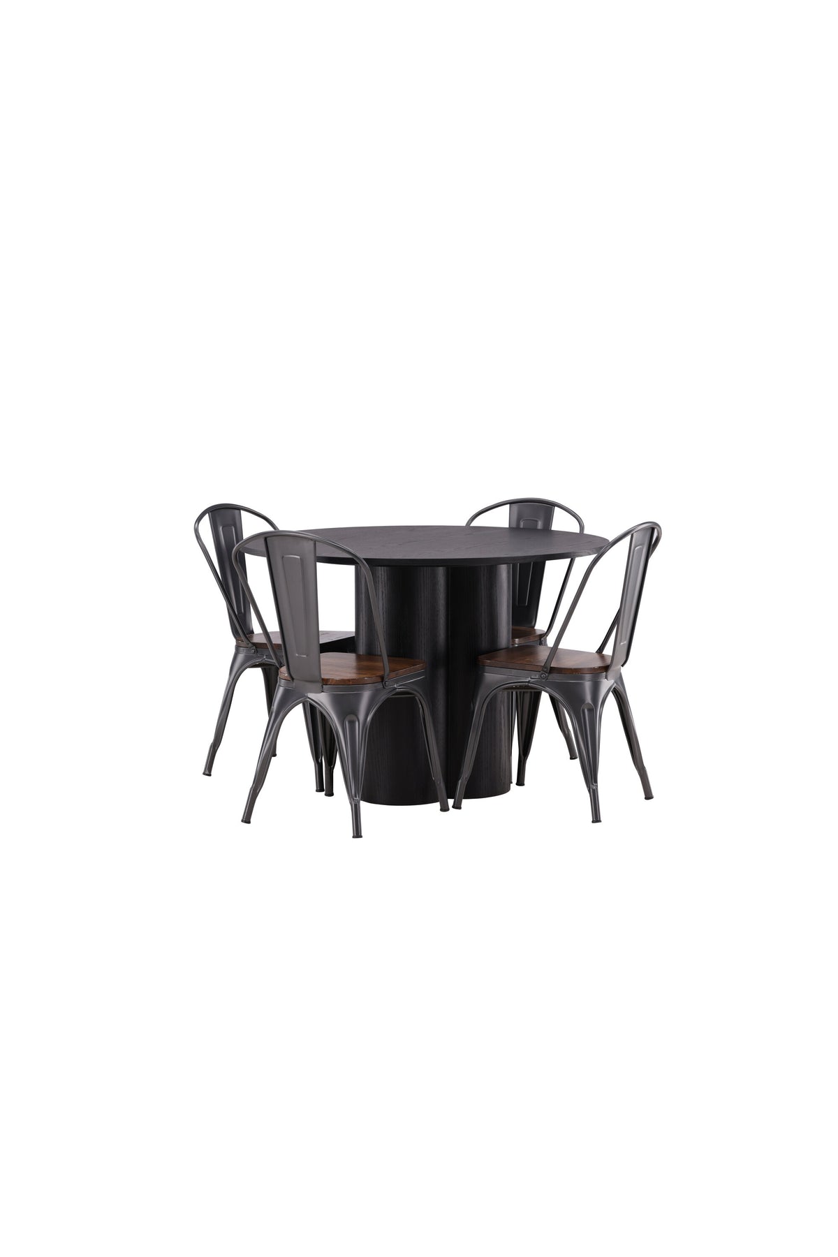 Olivia Matbord med Tempe Stolarna – Bord: ⌀110 Stol: 51x85x36