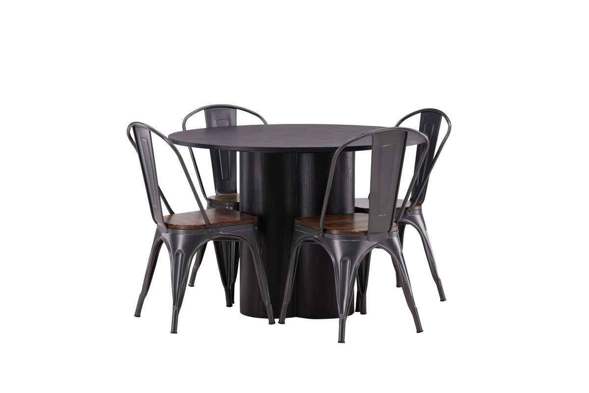Olivia Matbord med Tempe Stolarna – Bord: ⌀110 Stol: 51x85x36
