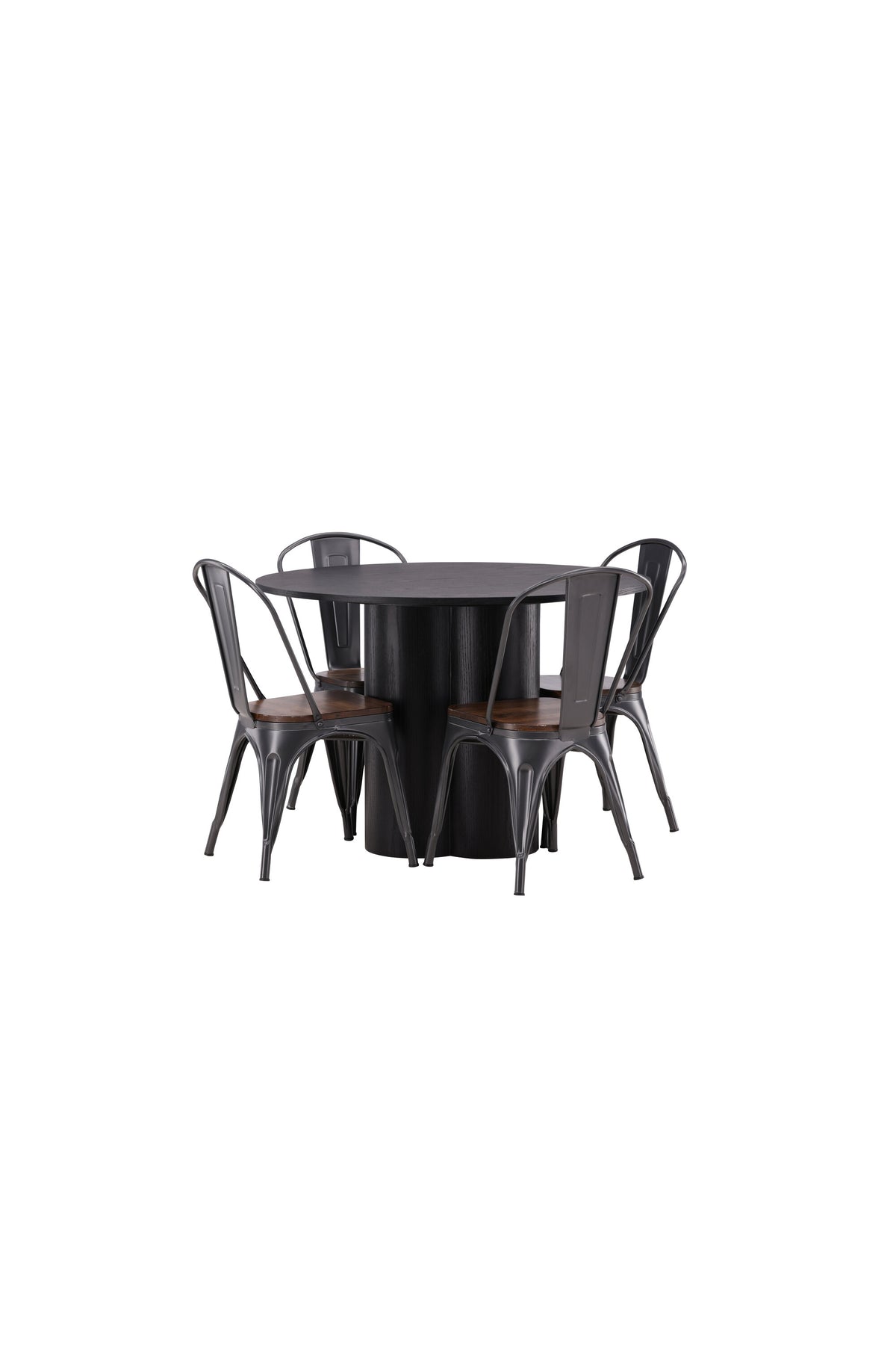 Olivia Matbord med Tempe Stolarna – Bord: ⌀110 Stol: 51x85x36