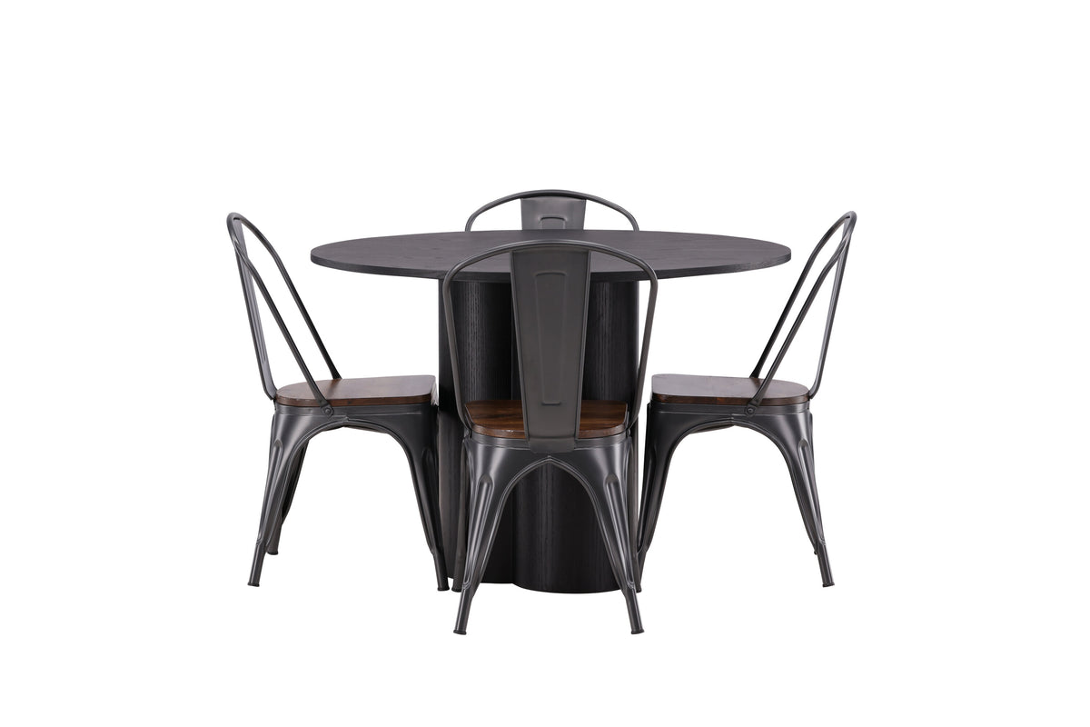 Olivia Matbord med Tempe Stolarna – Bord: ⌀110 Stol: 51x85x36