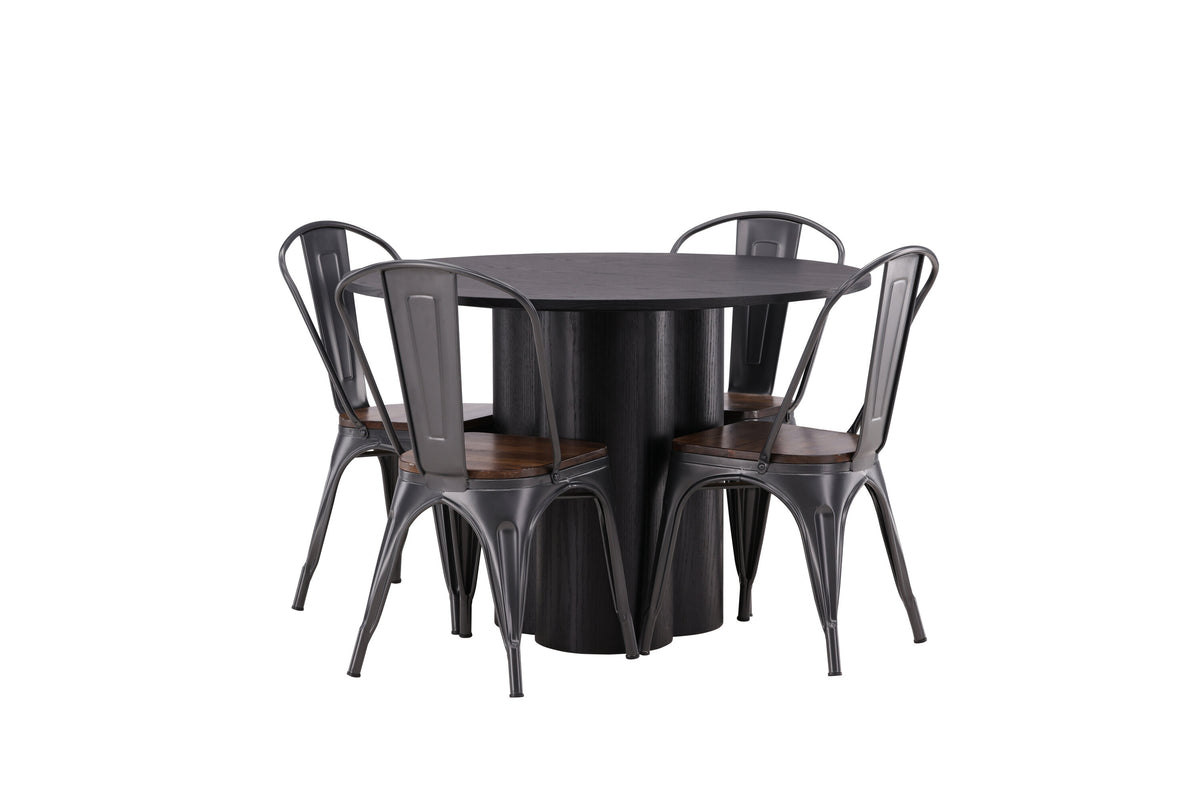 Olivia Matbord med Tempe Stolarna – Bord: ⌀110 Stol: 51x85x36