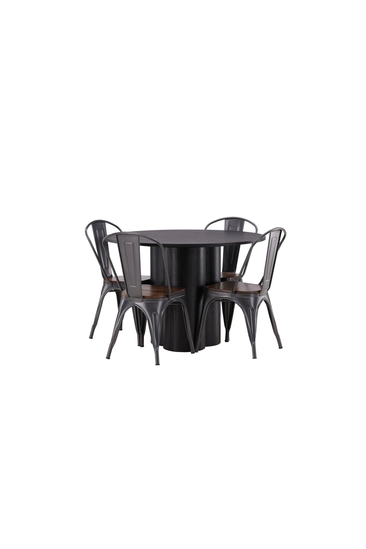 Olivia Matbord med Tempe Stolarna – Bord: ⌀110 Stol: 51x85x36